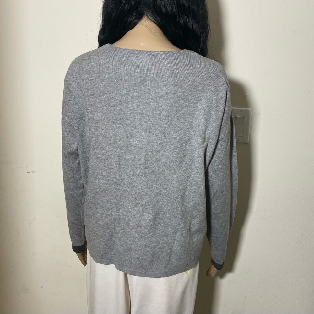Sz US M Reitmans women Long-Sleeve V-Neck Sweater pullover 48%viscose grey - Picture 5 of 15